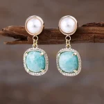 Surtido de pendientes de la elegancia bohemia con piedras naturales