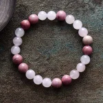 Conjunto Japa Mala tibetano 108 cuentas con cuarzo rosa y rodonita