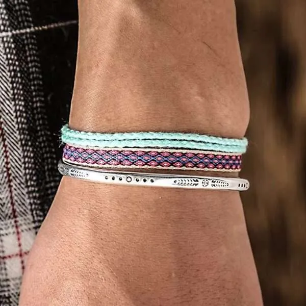 Conjunto de pulseras unisex 'Bali' con brazalete de plata de ley 925