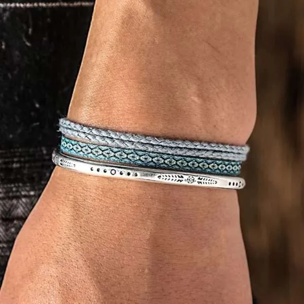 Conjunto de pulseras unisex 'Koh Samui' con brazalete de plata de ley 925