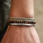 Conjunto de pulseras unisex 'Marrakech' con brazalete de plata de ley 925