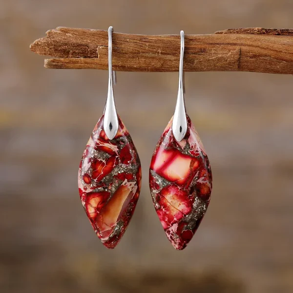 Pendientes con mosaicos bohemios con piedras de jaspe natural