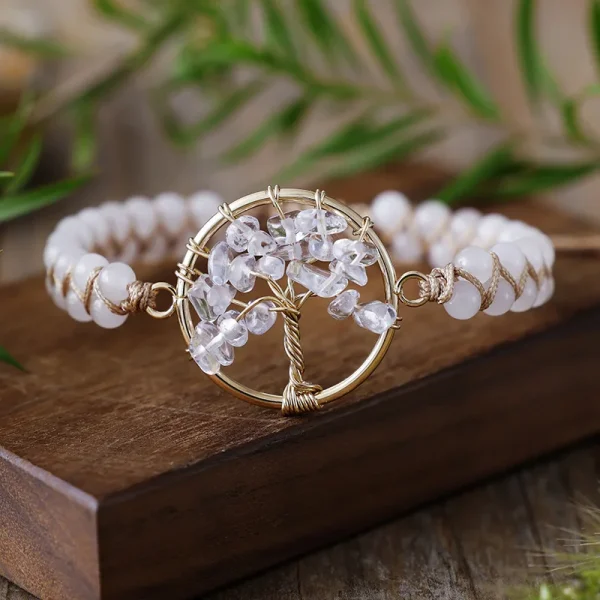 Pulsera Alma de la Tierra con piedras de amazonita o cuarzo cristal