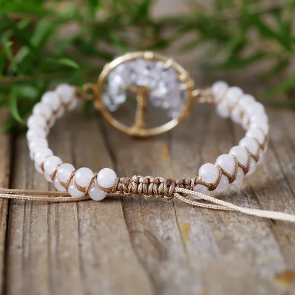 Pulsera Alma de la Tierra con piedras de amazonita o cuarzo cristal