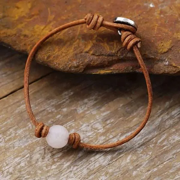 Pulsera de cuero minimalista de mi bolita preciosa de turquesa natural