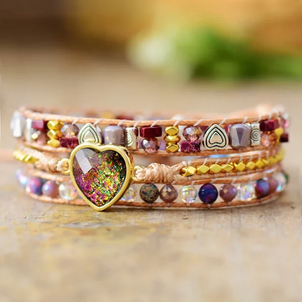 Pulsera vegana de la misticidad con ópalo y gemas semipreciosas