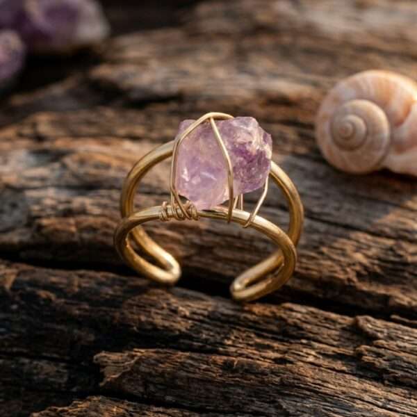 Anillo de la Dualidad Celeste con Piedras de Amatista o Aguamarina