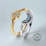 Anillos 'Eclipse Sagrado' – Luna & Sol en Plata de Ley 925 y Circonita