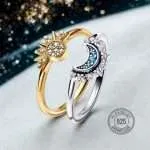 Anillos 'Eclipse Sagrado' – Luna & Sol en Plata de Ley 925 y Circonita