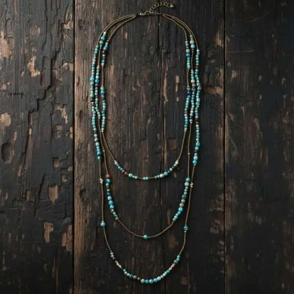 Collar Largo "Alma de Gaia" con Crisocola y Semillas Naturales