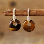 Pendientes "Círculo de Energía" con Piedras Naturales y Circonitas