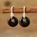 Pendientes "Círculo de Energía" con Piedras Naturales y Circonitas
