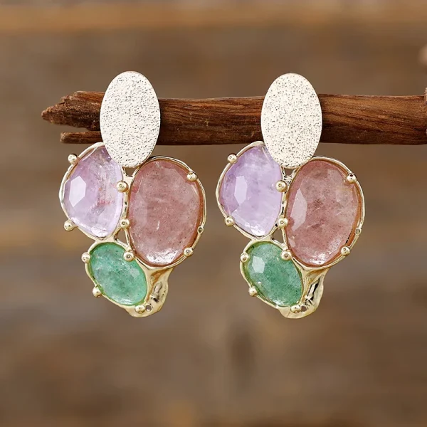 Pendientes elegantes de la Armonía Natural con Piedras Semipreciosas