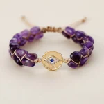 Pulsera de la Visión Sagrada de Amatista con Medallón Ojo de Horus