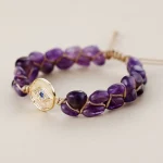Pulsera de la Visión Sagrada de Amatista con Medallón Ojo de Horus