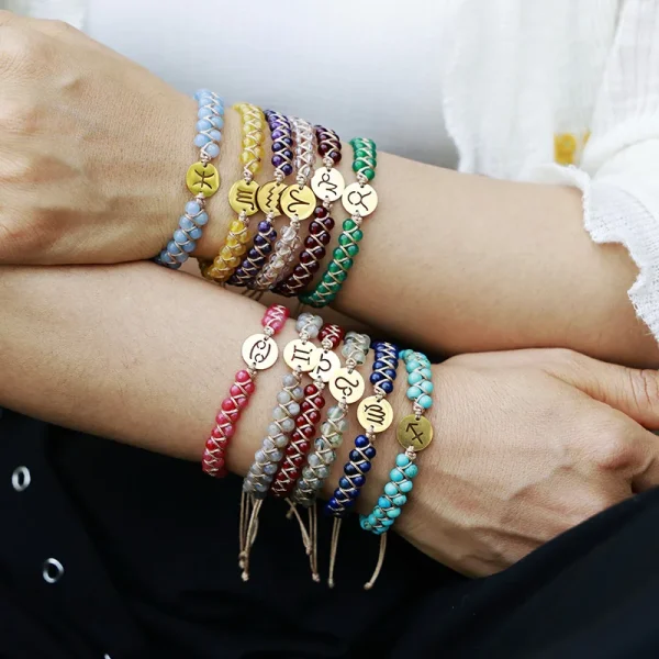 Pulseras de los Signos del Zodiaco con Piedras Naturales y Acero Inox.