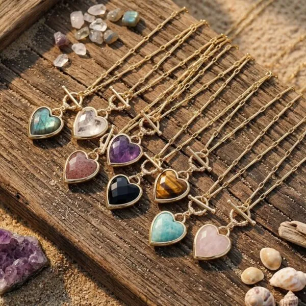 Collar boho de Mi Corazón Loco, con corazón de Piedra Natural