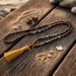 Conjunto Japa Mala 108 cuentas con ágata de la India, ojo de tigre y picture jaspe