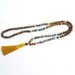 Conjunto Japa Mala 108 cuentas con ágata de la India, ojo de tigre y picture jaspe