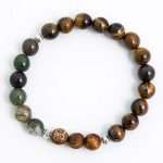 Conjunto Japa Mala 108 cuentas con ágata de la India, ojo de tigre y picture jaspe