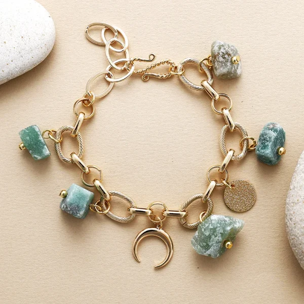 Pulsera 'Verde Raíz' del Espíritu Bohemio con Aventurina en Bruto