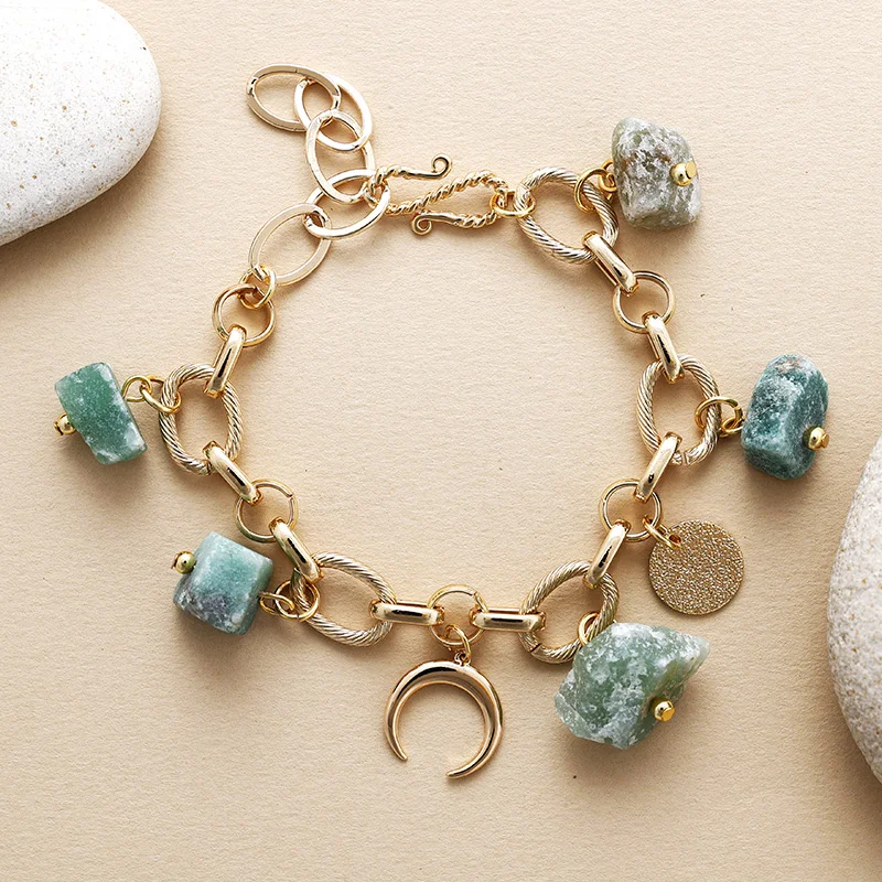 Pulsera 'Verde Raíz' del Espíritu Bohemio con Aventurina en Bruto Pulsera 'Verde Raíz' del Espíritu Bohemio con Aventurina en Bruto