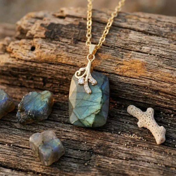 Collar 'Luz Boreal' con Labradorita Geométrica – Cuadrada, Rectangular o Triangular