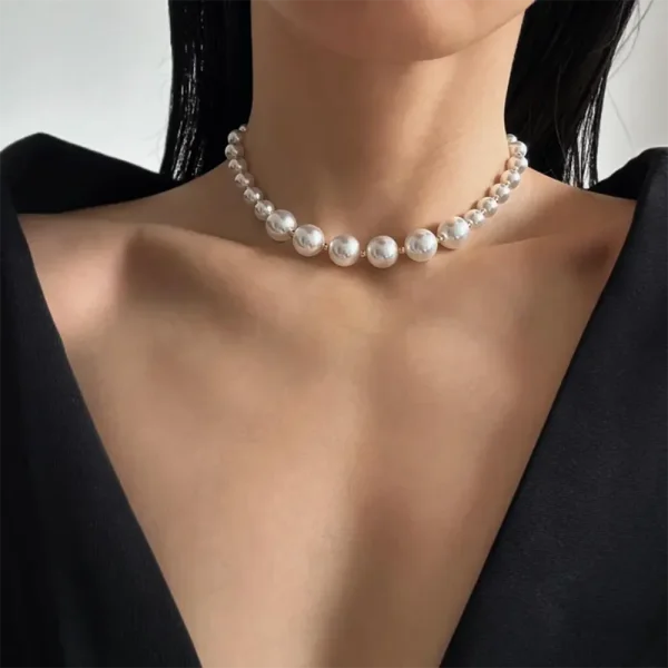 Gargantilla bohemia de la Bruma Marina con Perlas de Agua Dulce