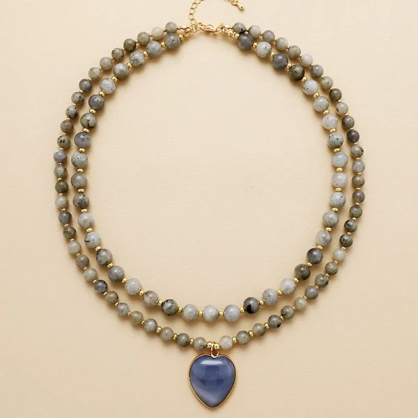 Gargantilla 'Círculo de Vida' con Piedras Naturales – Corazón o Símbolo Zen
