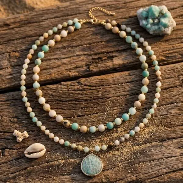 Gargantilla 'Círculo de Vida' con Piedras Naturales – Corazón o Símbolo Zen