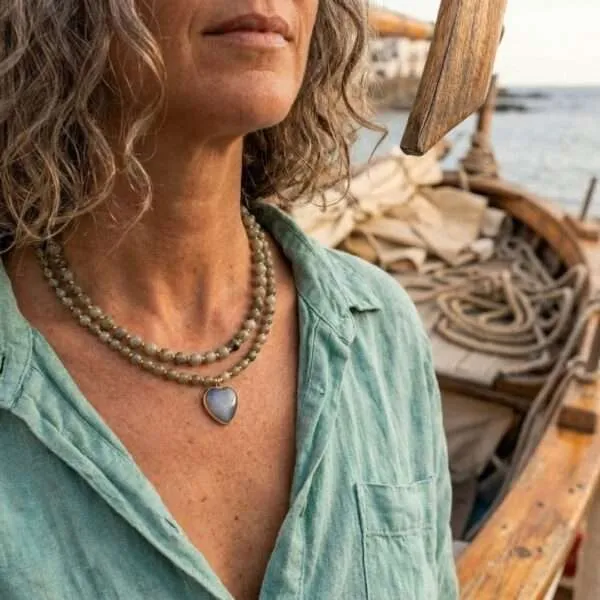 Gargantilla 'Círculo de Vida' con Piedras Naturales – Corazón o Símbolo Zen