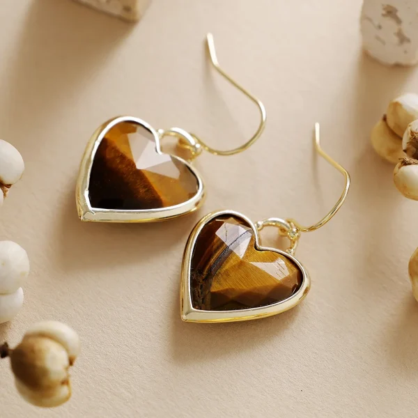 Pendientes boho de Mi Corazón Loco, con corazones de Piedra Natural