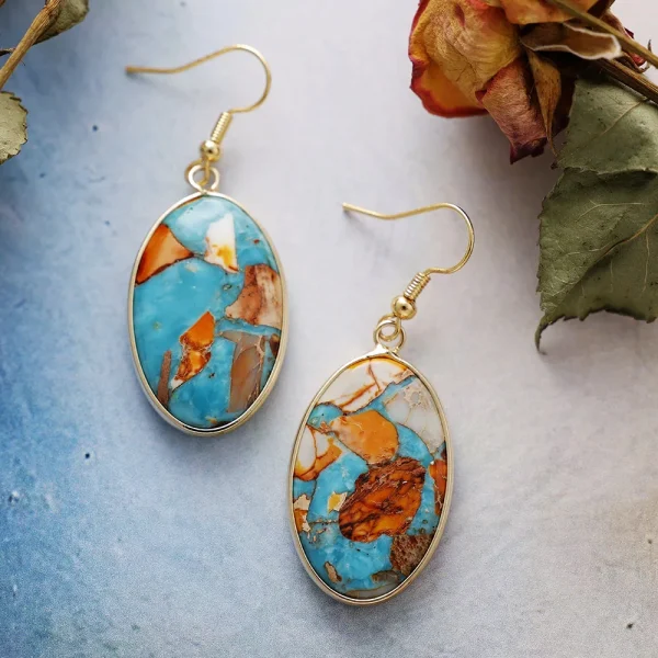 Pendientes japoneses "Wabi-sabi" con piedras naturales de jaspe