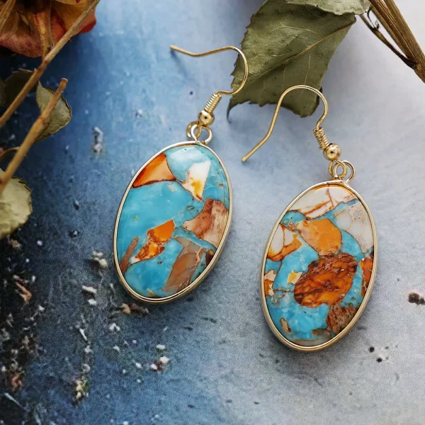 Pendientes japoneses "Wabi-sabi" con piedras naturales de jaspe