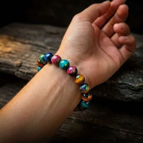Pulsera Nebulosa – Con Piedras de Ojo de Tigre Multicolor 5A+