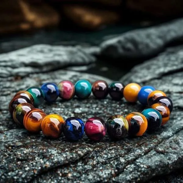 Pulsera Nebulosa – Con Piedras de Ojo de Tigre Multicolor 5A+