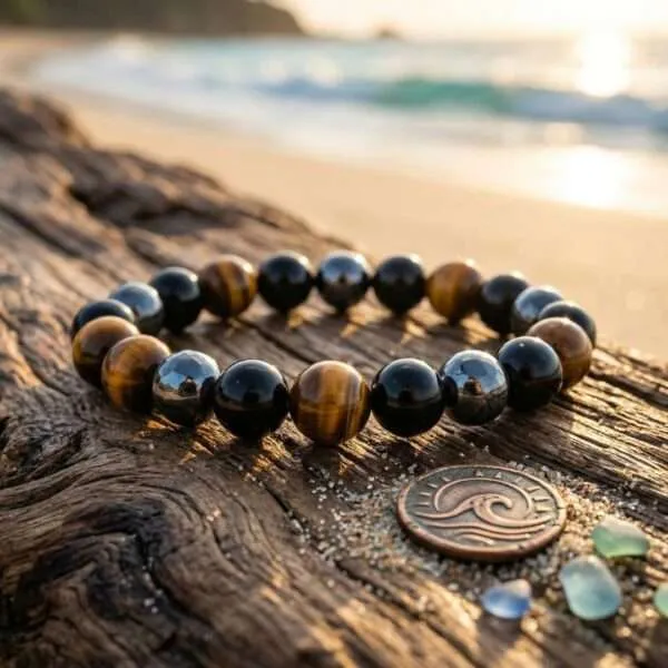 Pulsera de la Triple Protección – Hematita, Obsidiana Negra y Ojo de Tigre