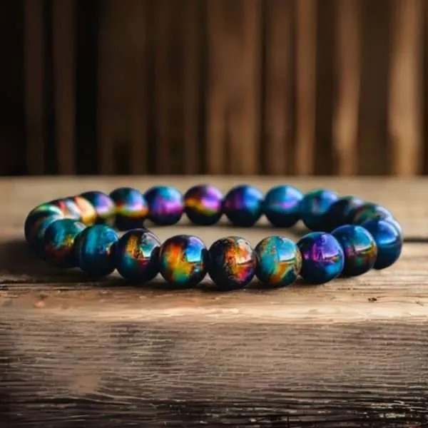 Pulsera Aurora – Con Piedras Naturales de Hematita Arcoíris