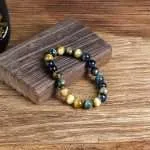 Pulsera Horizonte – Con Piedras de Ojo de Tigre Azul y Dorado 5A+