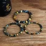 Pulsera Horizonte – Con Piedras de Ojo de Tigre Azul y Dorado 5A+