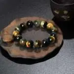Pulsera Horizonte – Con Piedras de Ojo de Tigre Azul y Dorado 5A+