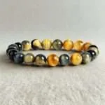 Pulsera Horizonte – Con Piedras de Ojo de Tigre Azul y Dorado 5A+