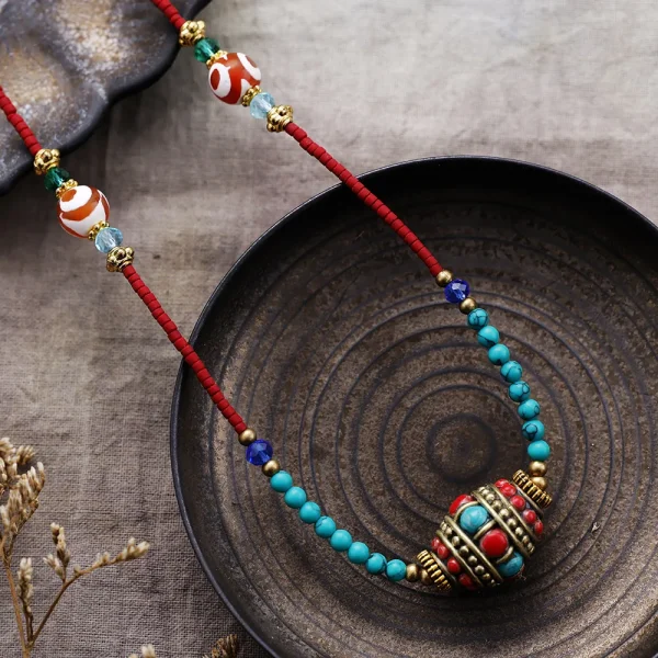 Collar Himalaya – Con Turquesas, Semillas y Abalorio Nepalí