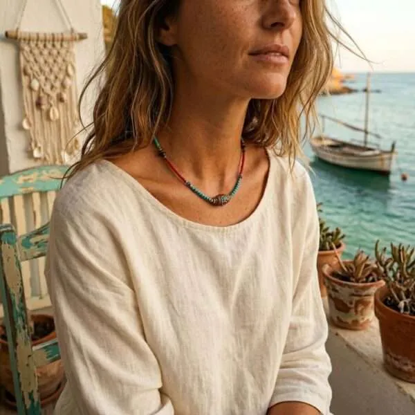 Collar Himalaya – Con Turquesas, Semillas y Abalorio Nepalí