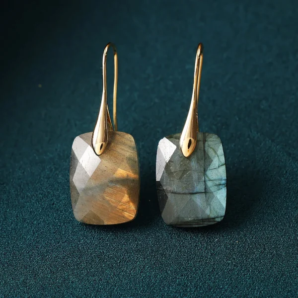 Pendientes ‘Luz Boreal’ con Labradorita Geométrica – Cuadrada, Rectangular o Triangular