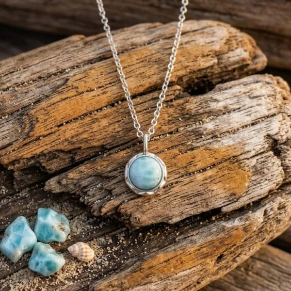 Collar Espíritu del Mar – Larimar o Piedra Lunar Natural