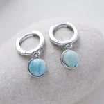 Pendientes Aliento del Mar – Con Piedras Naturales de Larimar