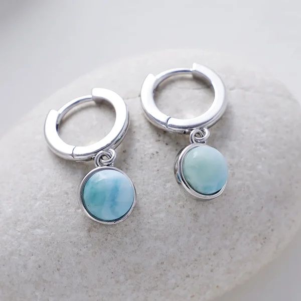 Pendientes Aliento del Mar – Con Piedras Naturales de Larimar