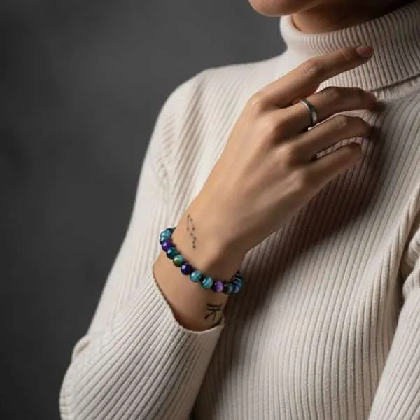 Pulsera Lluvia de Luz – Con Piedras Naturales de Ojo de Tigre Multicolor 5A+