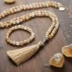 Conjunto Japa Mala 108 cuentas con piedras naturales de citrino